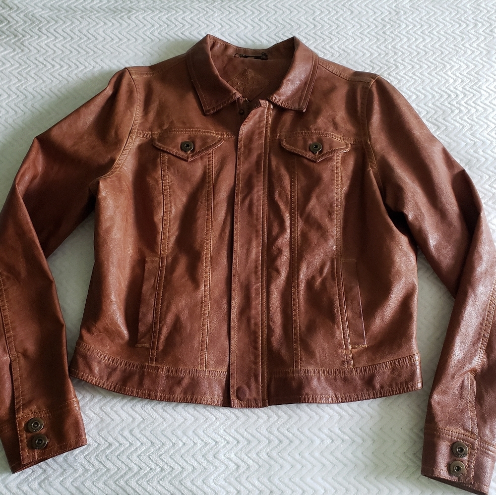 Jou Jou Faux Leather Bomber Jacket